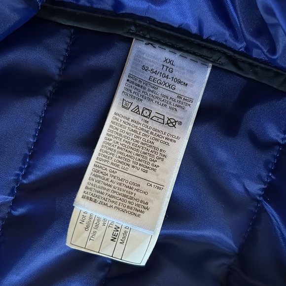 Gap Puffer Coat XXL Blue & Black - Picture 6 of 8
